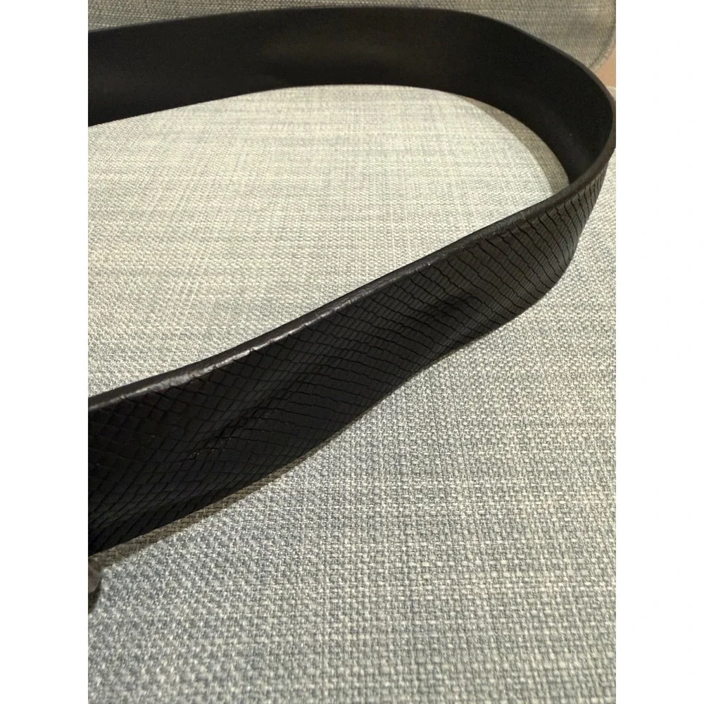Magnanni Wayne Relax Black Leather Textured Diamond Pattern Belt 34 MSRP $134